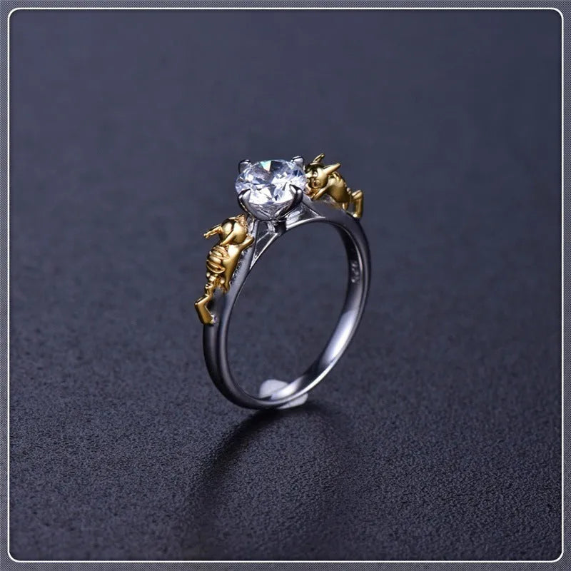 Black gold copper crown ring with crystal detail for cosplay and festival wear.