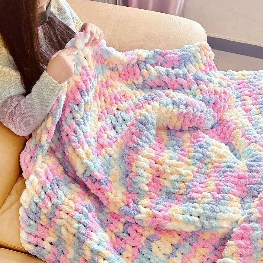 Coarse yarn chenille knitted braided gravity blanket in modern simple style