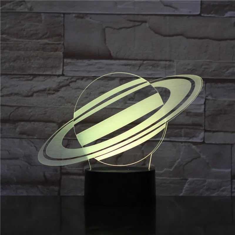 Nine planets series 3D small night light touch colour changing table lamp with black base and USB cable