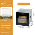 Stainless steel fruit dehydrator with clear viewing skylight and LED control panel