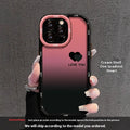 Acrylic fine hole drop-resistant phone case, cream shell with black gradient love heart design for iPhone or Huawei models