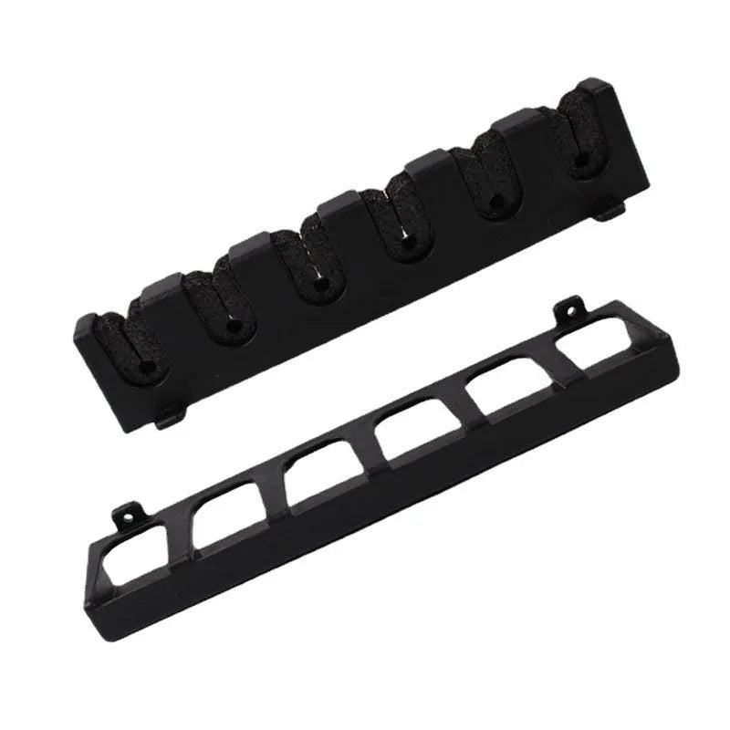 Black ABS plastic wall mounted fishing rod holder with self tapping screws