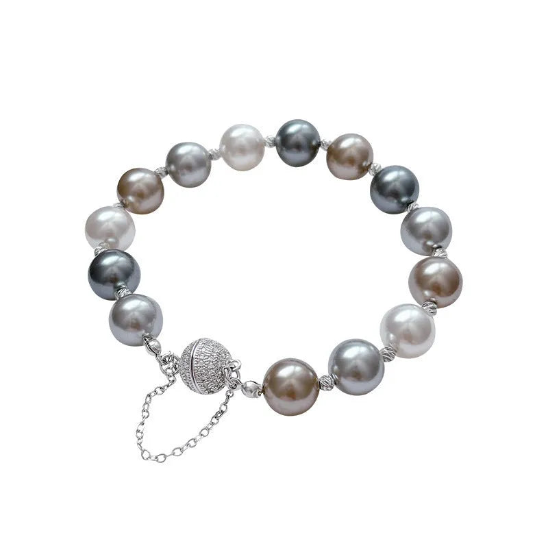 Women's magnetic buckle bracelet in RF1034 Silver with geometric shape and copper plastic construction