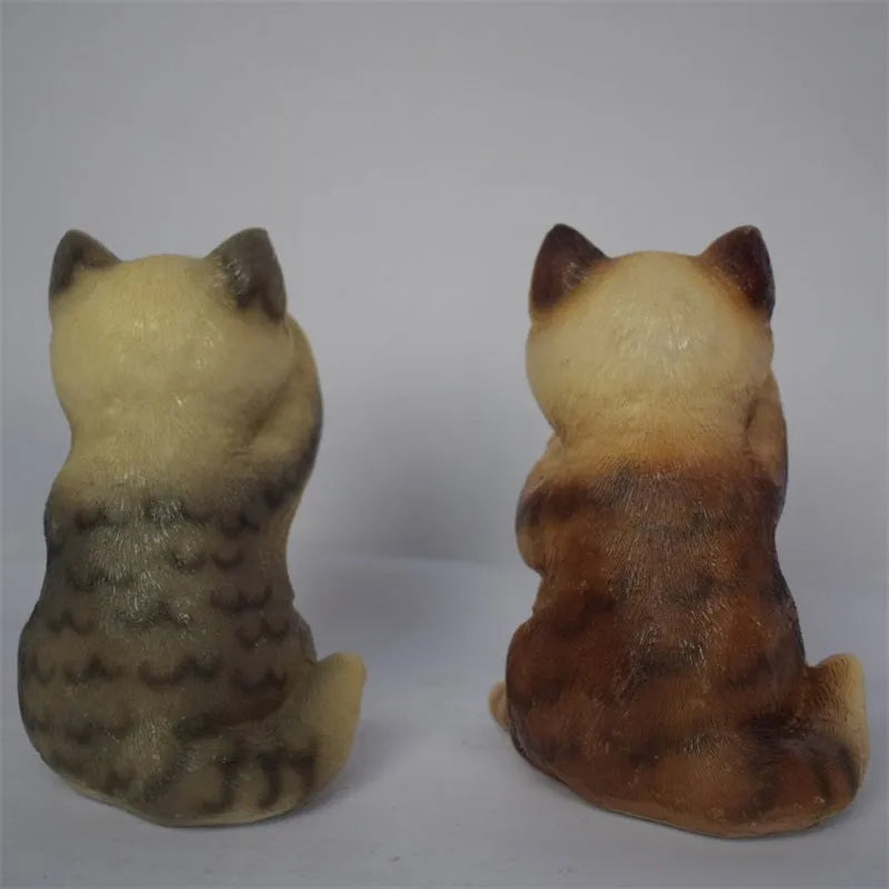 Brown and grey cat-shaped solar lawn light for garden decoration
