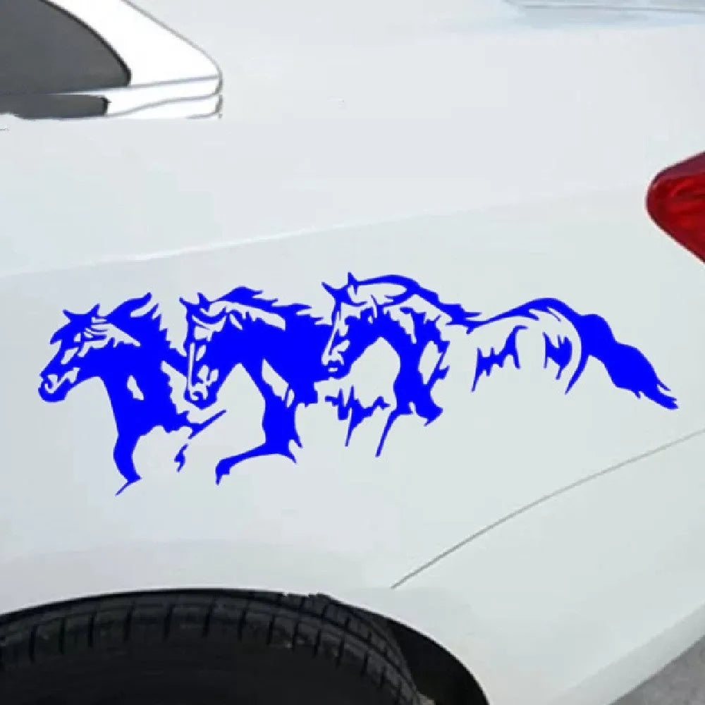 Three Horses steed design car decal sticker measuring 25cm by 8cm in vinyl material