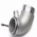 Aluminium alloy 90 degree turbocharger elbow pipe for transverse engine mounting
