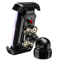 Outdoor cycling mobile phone navigation bracket in black ABS with upgrade knob base mounted on bicycle handlebar