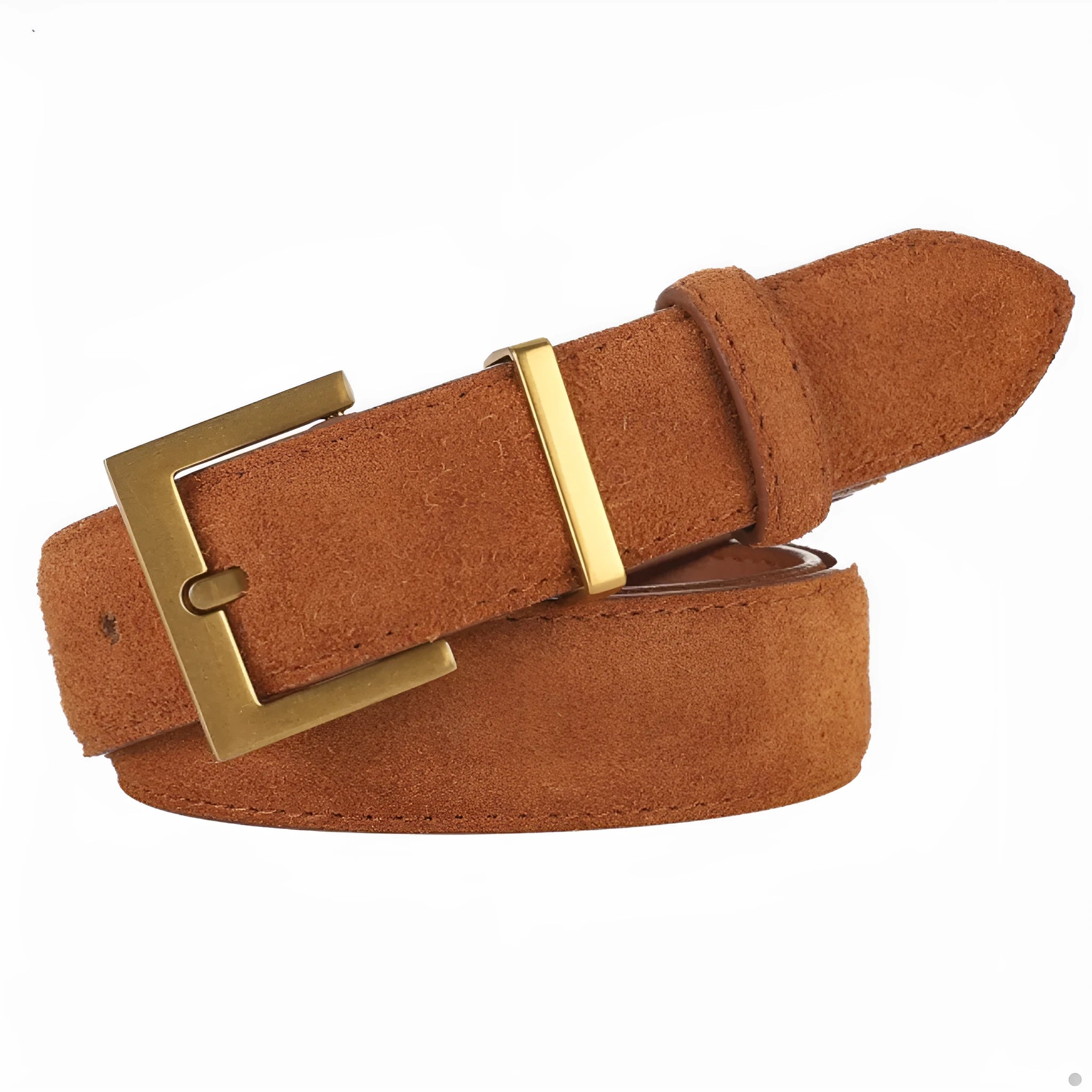 Ladies' genuine leather belt with quadrilateral pin buckle in black, 100cm length