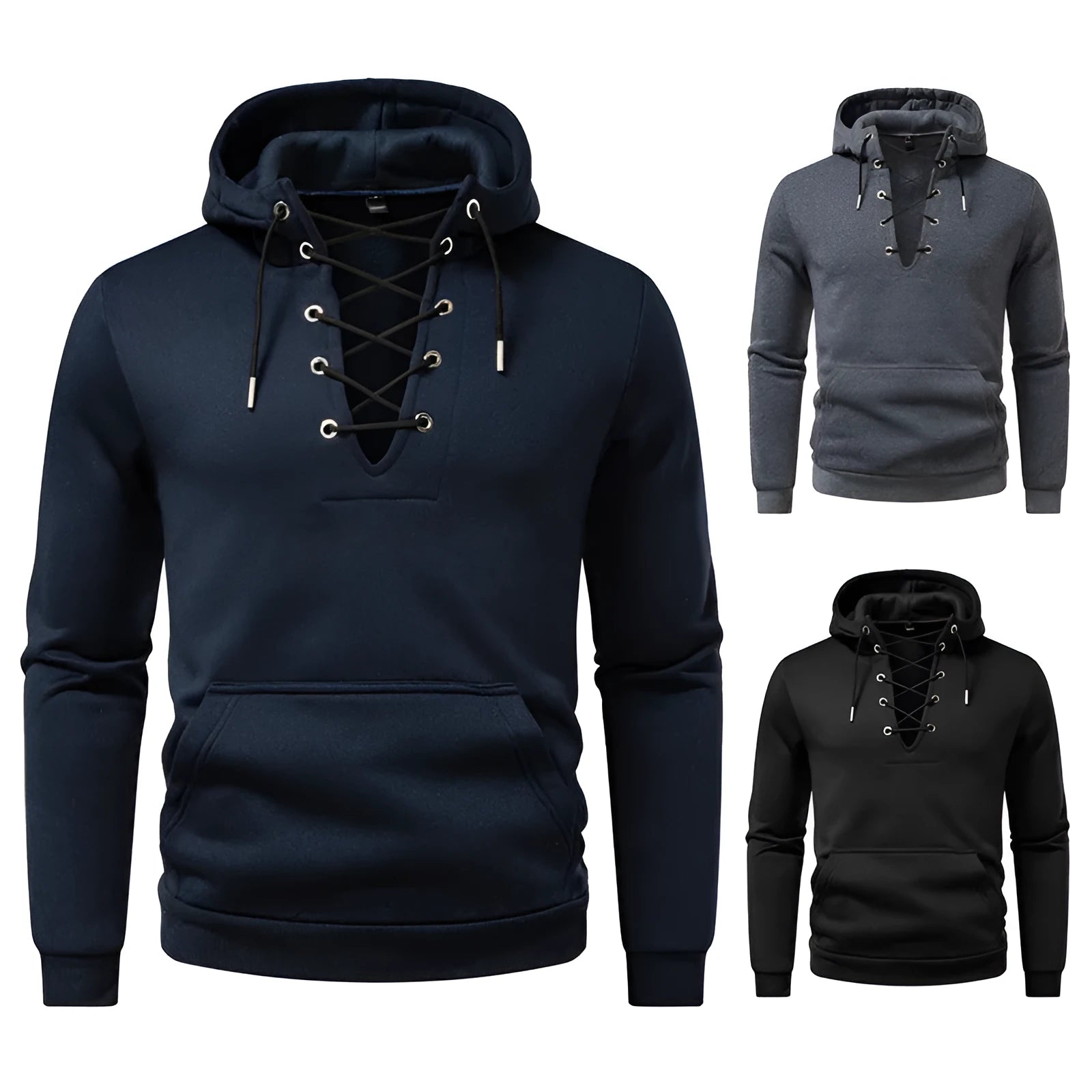 Men's Zipper Design Casual Hooded Drawstring Sweatshirt Polyester Fiber Pullover Slim Fit Hoodie in Black Dark Gray Navy Blue S M L XL 2XL for Daily Wear Large Size