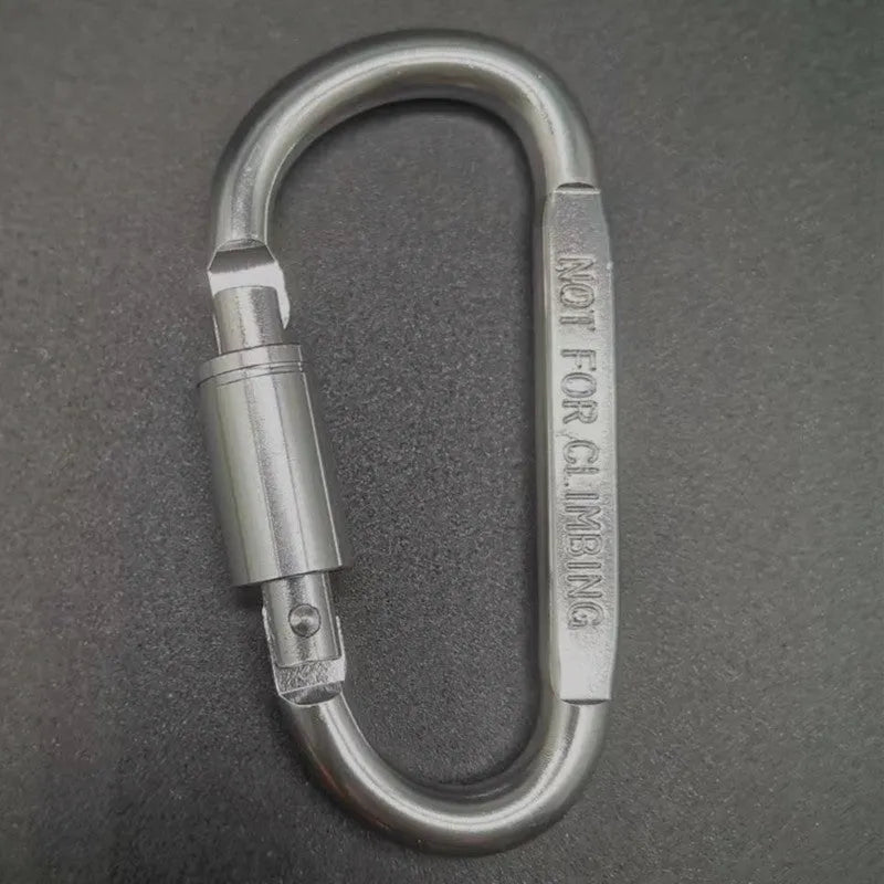 Aluminium D-type locking carabiner with 8cm flat profile in bright colour options