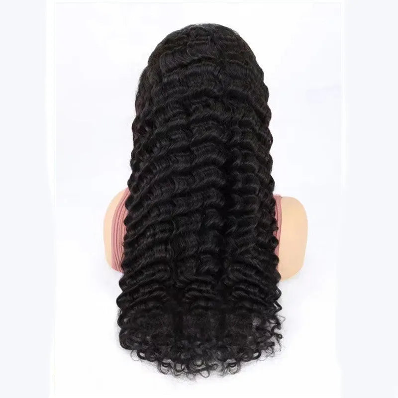 Human hair half lace wig in solid colours showing hand-woven construction and lace front detail