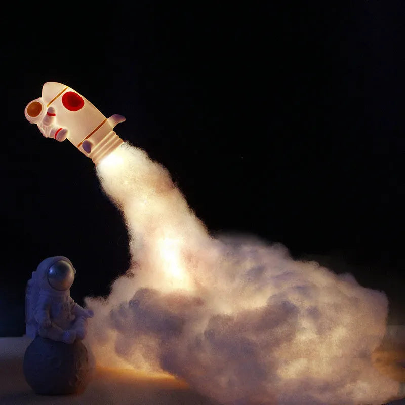 DIY astronaut rocket LED night light kit with warm white string lights and desktop decoration components