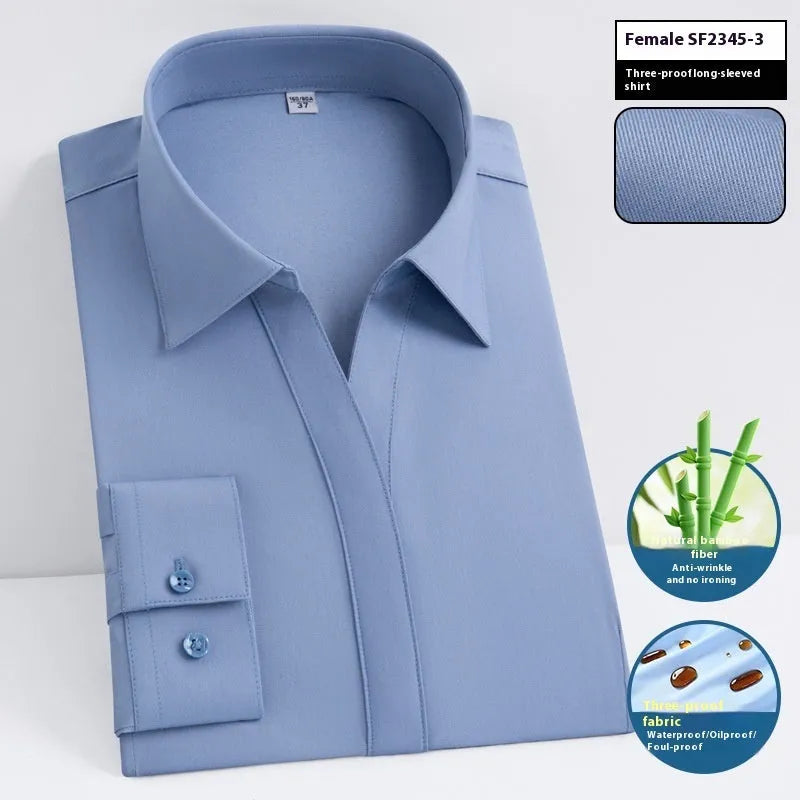 Men's slim fit bamboo fibre business shirt with square collar, shown in a solid colour.