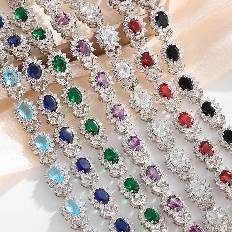 Personality Trend women's simple zircon bracelet with electroplated finish in multiple gemstone colours