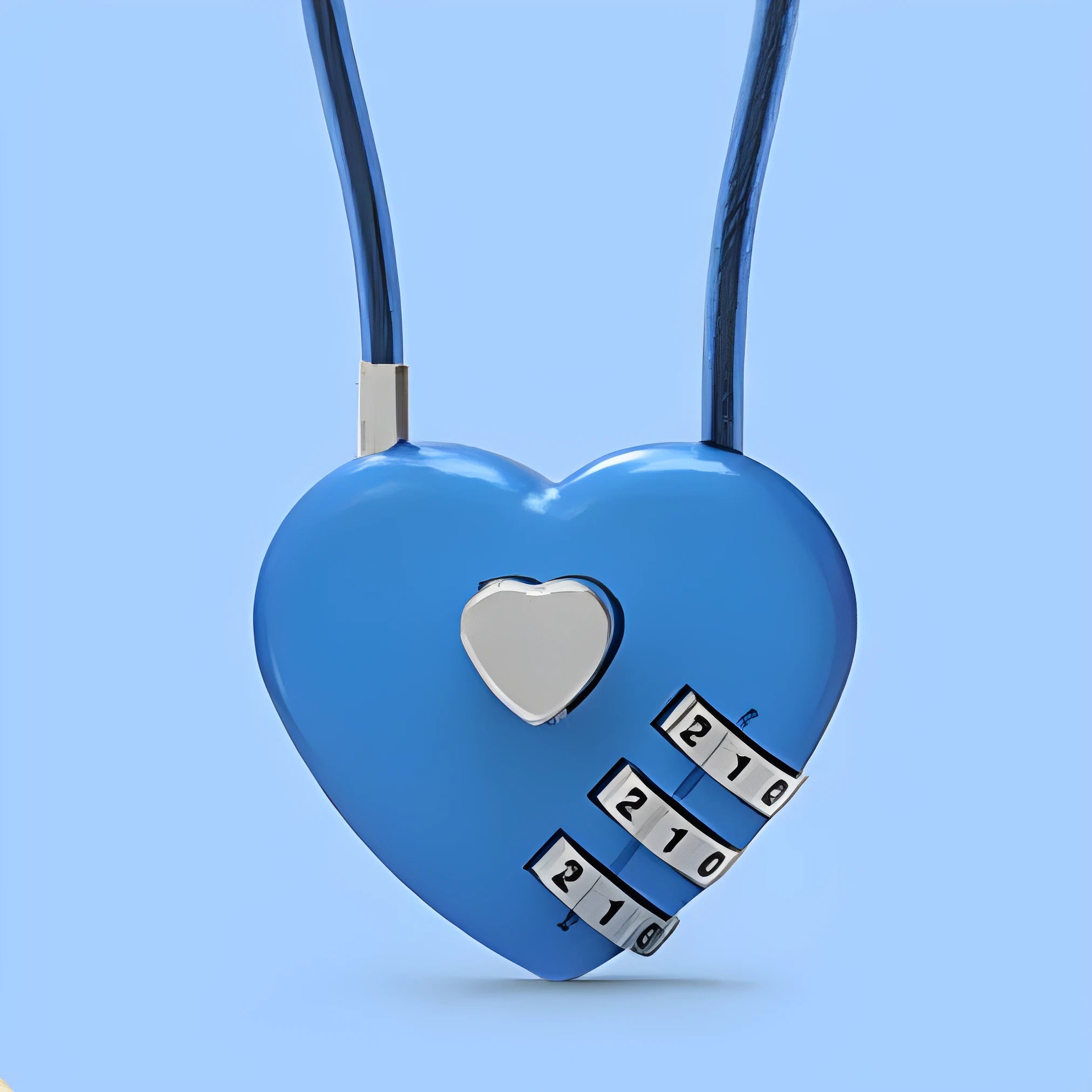 Peach heart shaped ABS plastic padlock with a long steel wire rope in one of six colour options.