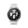 Call dual-band GPS smart watch with black silicone strap and 1.43-inch screen displaying fitness data.