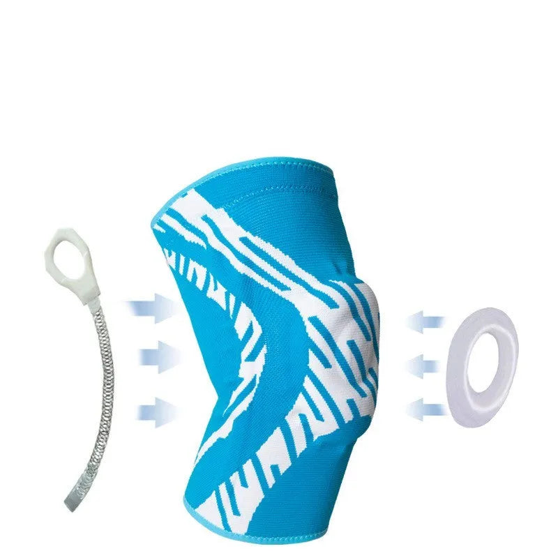 A black pressurised nylon knee pad for men's basketball, shown laid flat.