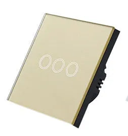 Touch switch 86-type panel in black, golden or white with tempered glass surface for lighting control