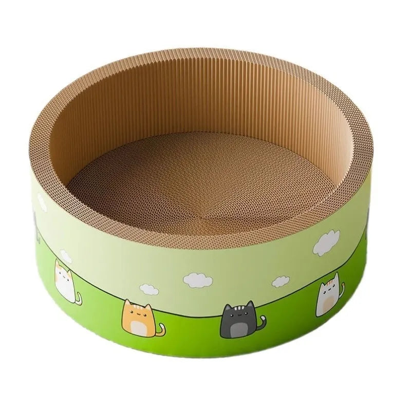 Large round deep pit cat scratch board made from corrugated paper measuring 50cm diameter