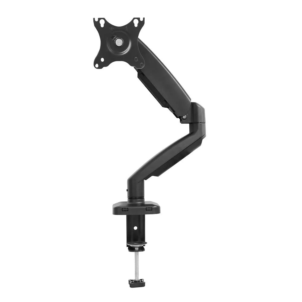 Black and white rotating telescopic LCD screen bracket on a table