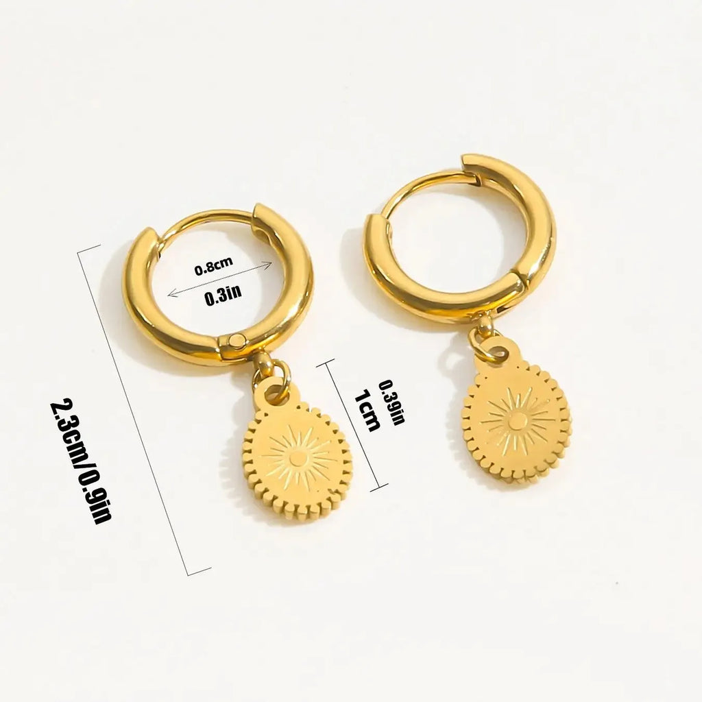 Stainless steel geometric ellipse earrings with ear button fastening in XY-EH005 colour