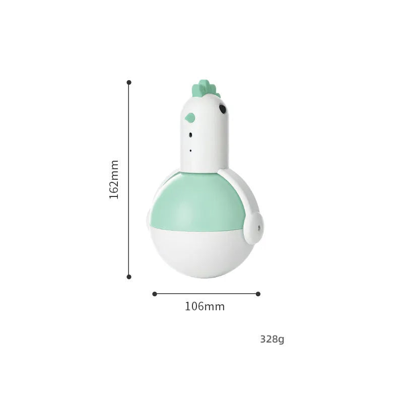 Green and orange electric cat toy chicken with laser and sound features for feline play