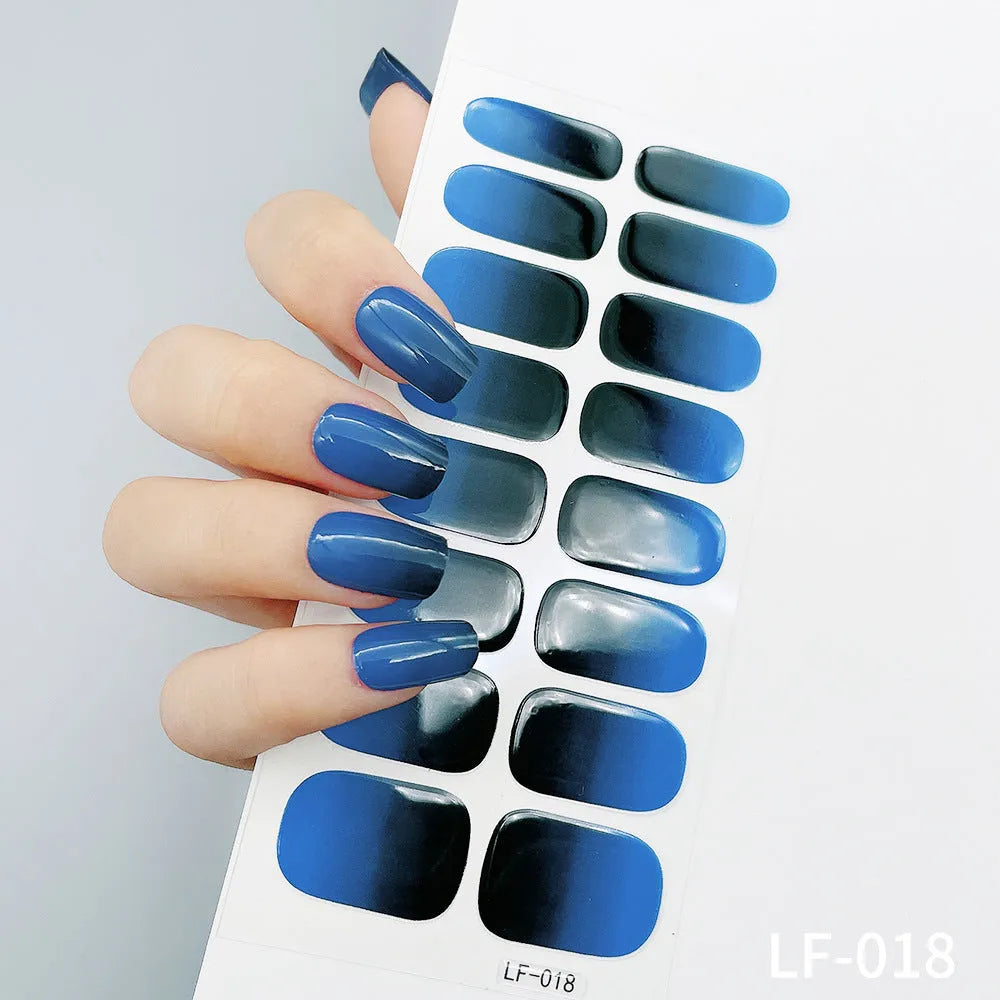 16 solid colour full nail stickers set with European and American simple designs including cross, rose, tulip patterns