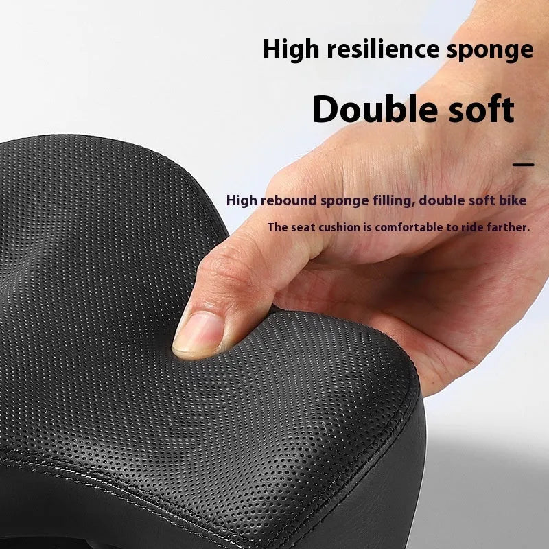 Black mountain bike seat cushion with shock-absorbing foam padding for ordinary bicycles