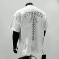 Men's loose fit pure cotton short sleeve shirt in white and black colours