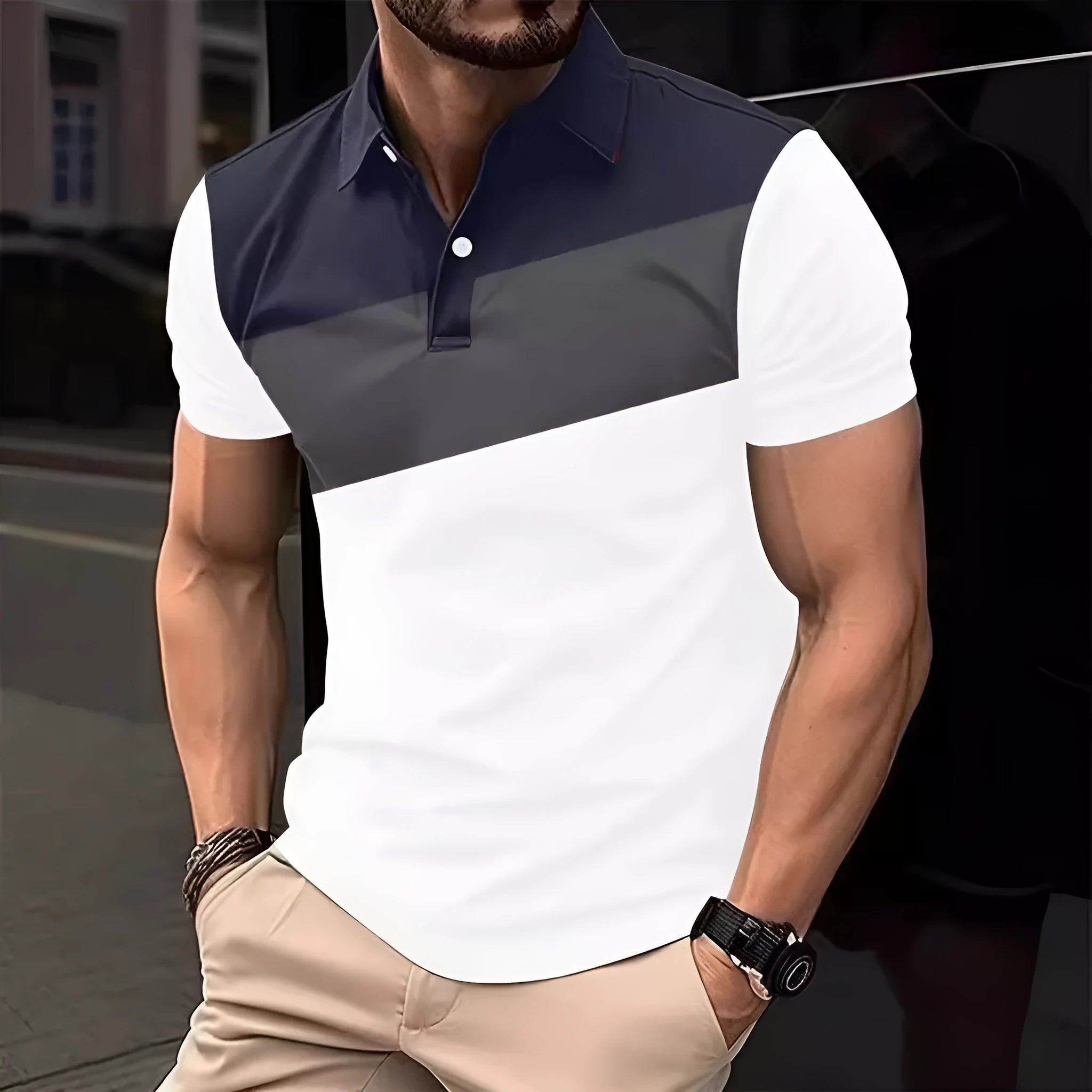 Men's loose fit short sleeve t-shirt with a colourful 3D digital printed pattern on the front.