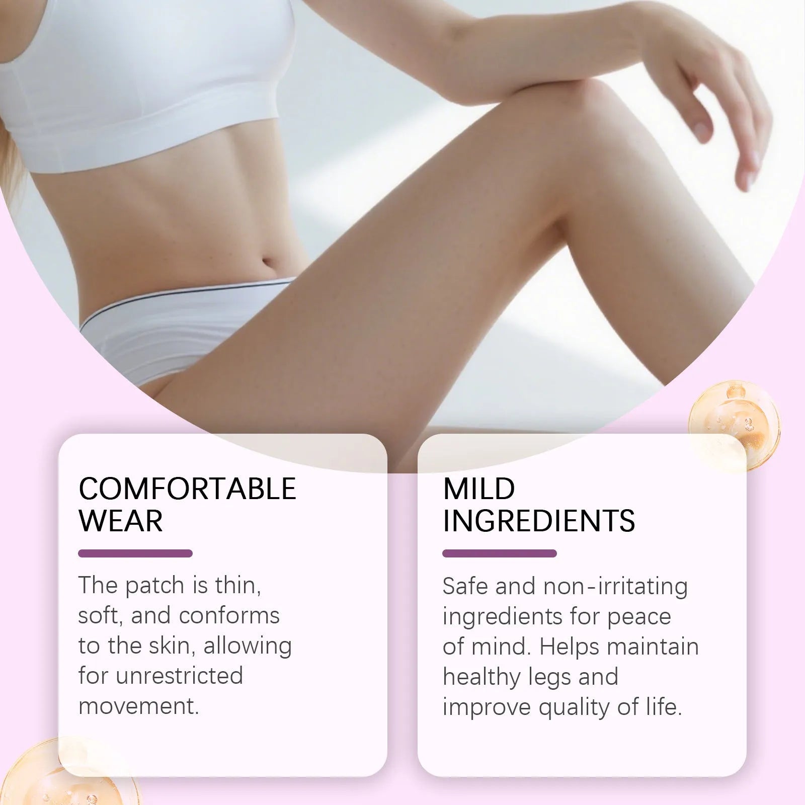 Leg care patch kit with 12 pieces containing plant ingredients for nourishment and massage