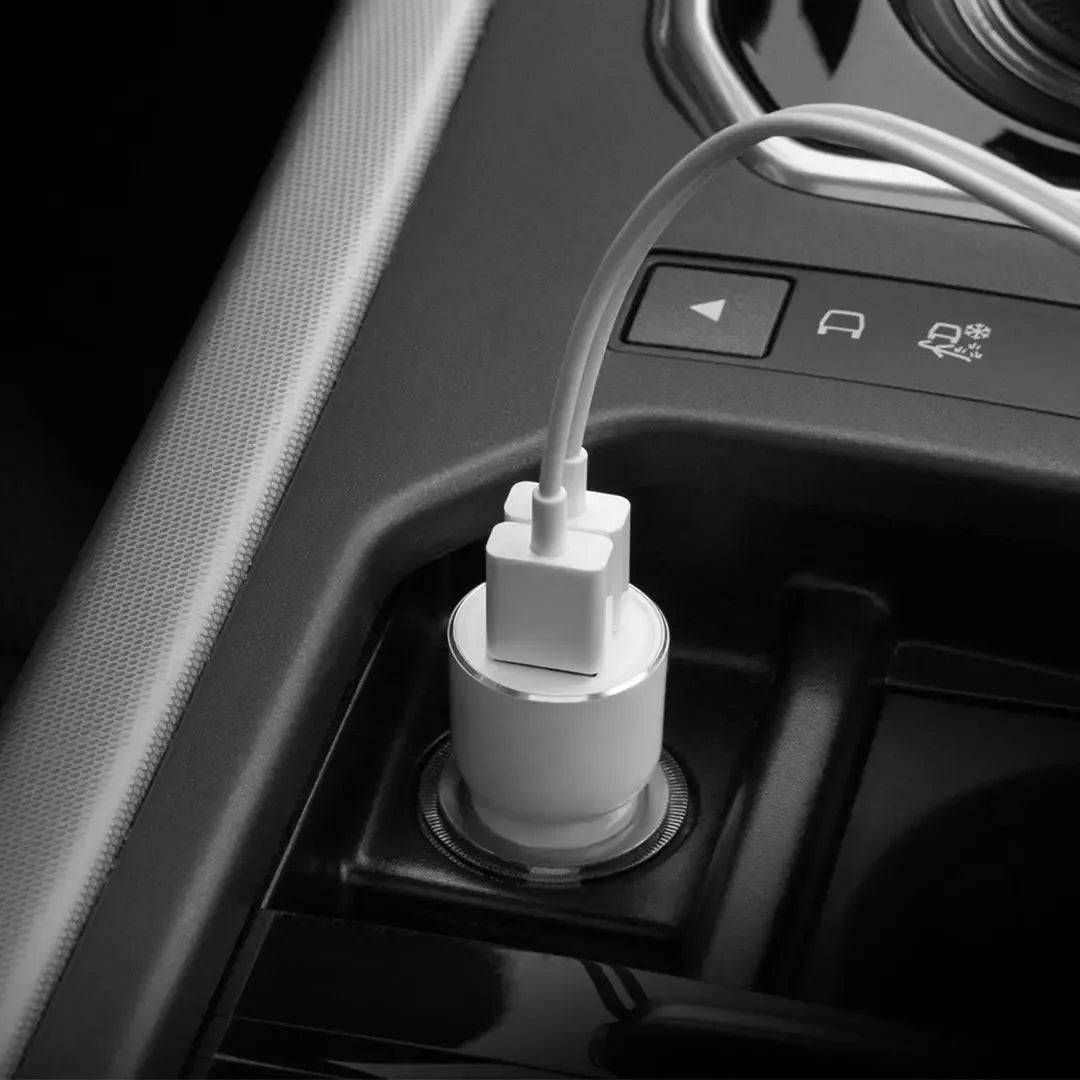 Black Ruimi 3S Bluetooth dual USB car charger with compact square design.