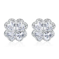Zeng Yin white gold colour heart-shaped earrings with four-leaf clover design and zircon stones