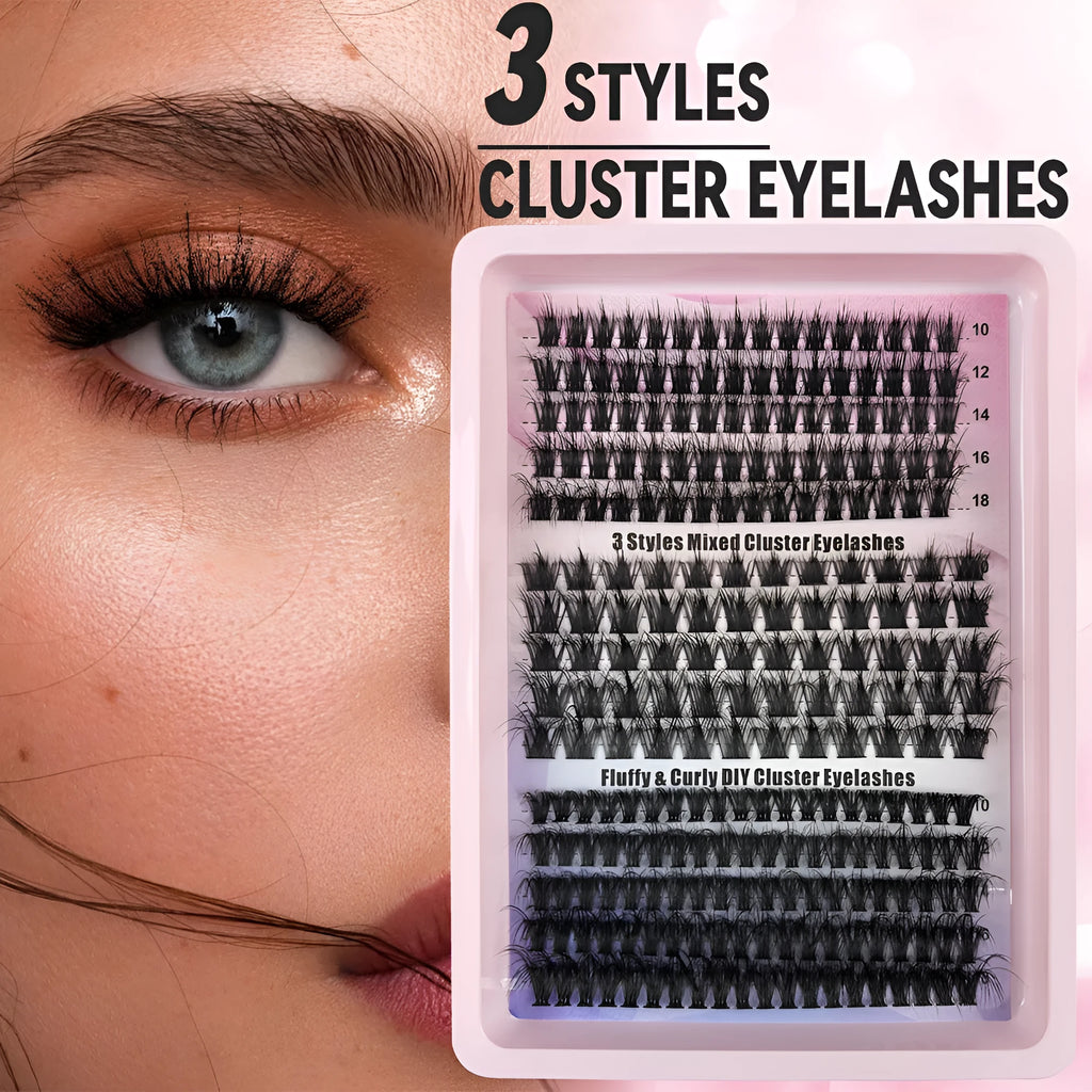 Large capacity false eyelashes box containing mixed messy style lashes with storage dimensions 13.7cm wide