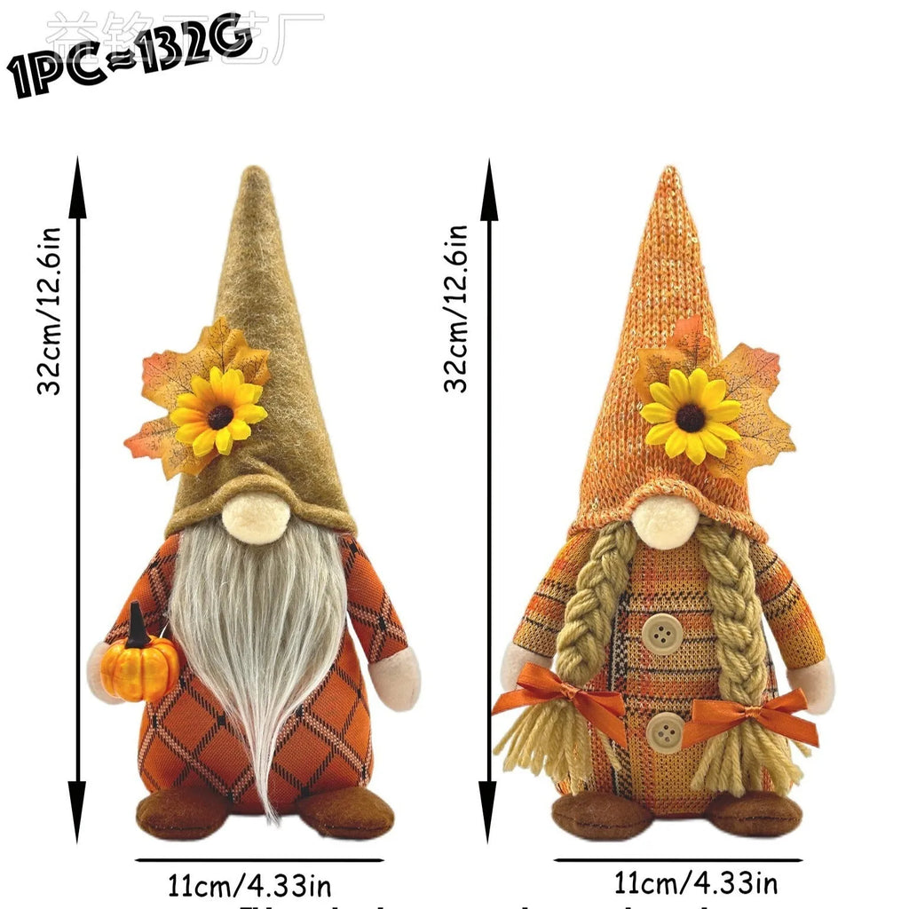 Harvest festival autumn pumpkin faceless doll in braid style for Thanksgiving indoor outdoor decoration