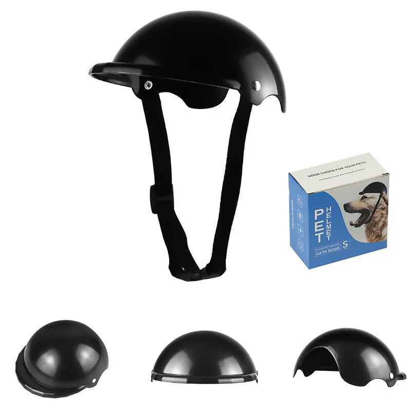 Small S size plastic pet helmet for motorcycle safety in pink, black, yellow or green colours
