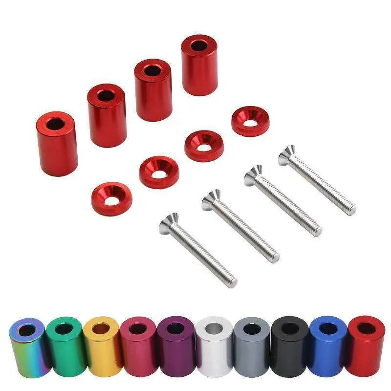 Aluminium machine cover pad height sheet with screws, nuts, and washers for car modification