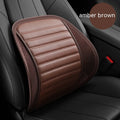 Leather car seat lumbar support cushion in five colour options including sapphire blue and amber brown