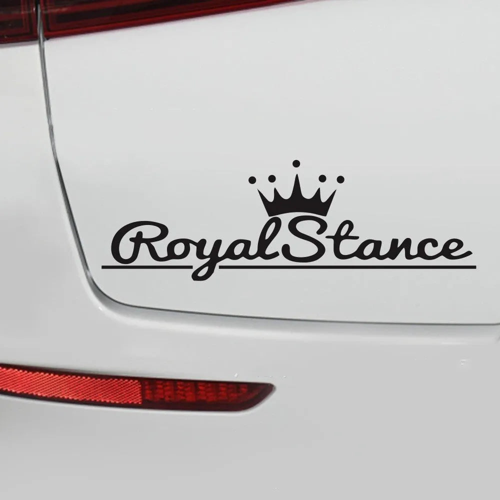 Reflective crown-shaped car sticker on vinyl sheet showing black, white, and colour options.