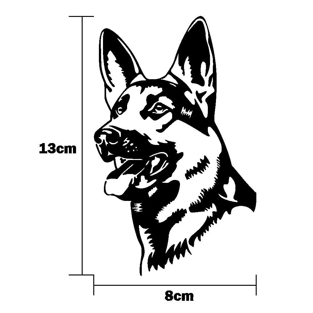 Reflective Alsace Shepherd hunting dog bumper sticker on vehicle surface