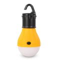 Blue portable LED camping light with a hanging hook, showing scale against a ruler.