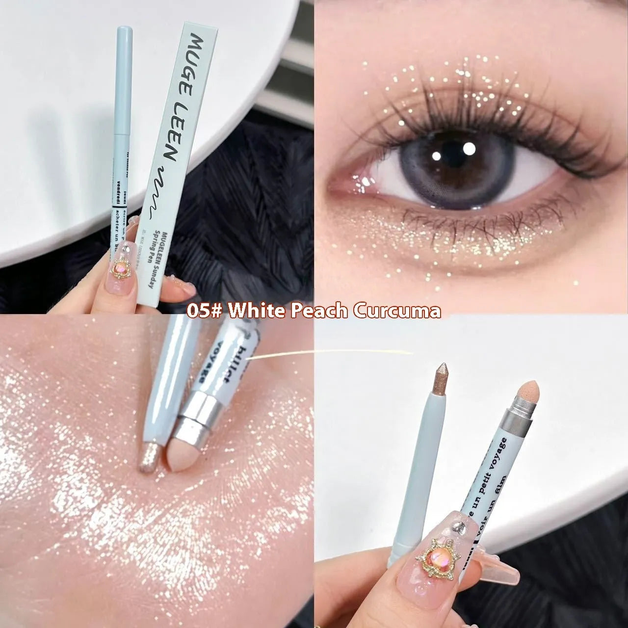 2-in-1 waterproof eyeliner pen with brightening eyeshadow in six universal colour options