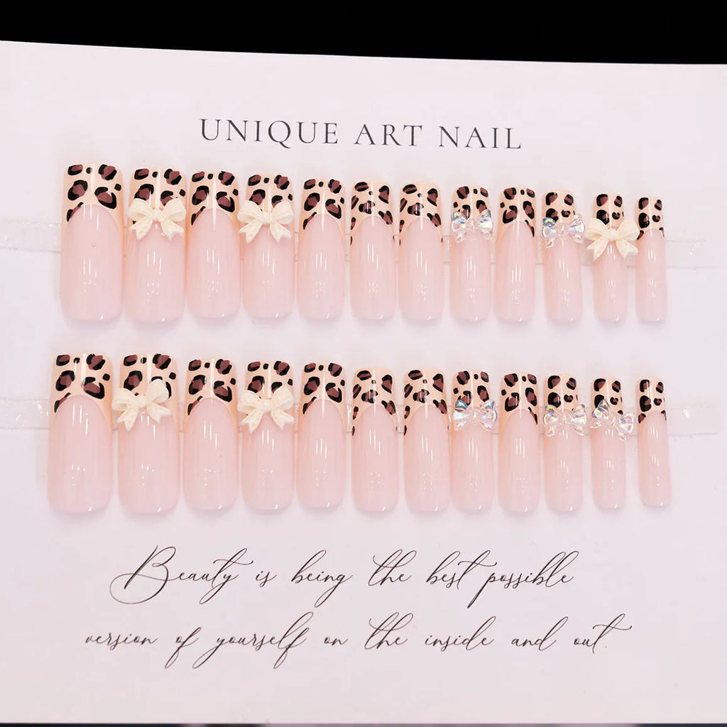 Leopard print butterfly plastic nail art pieces for manicure decoration