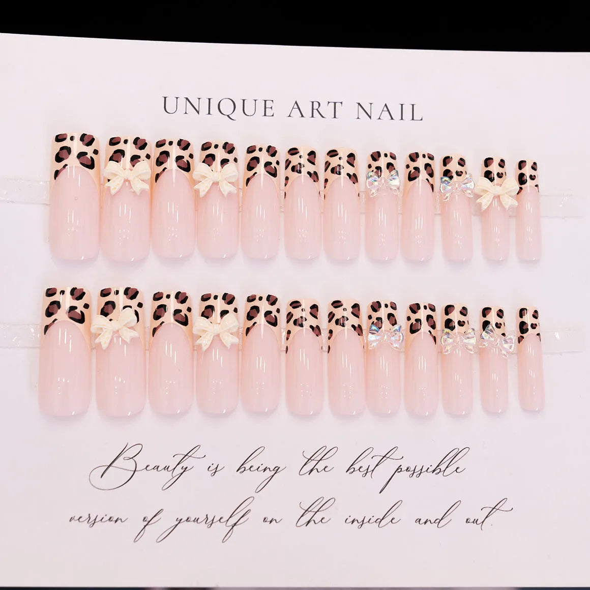 Leopard print butterfly plastic nail art pieces for manicure decoration