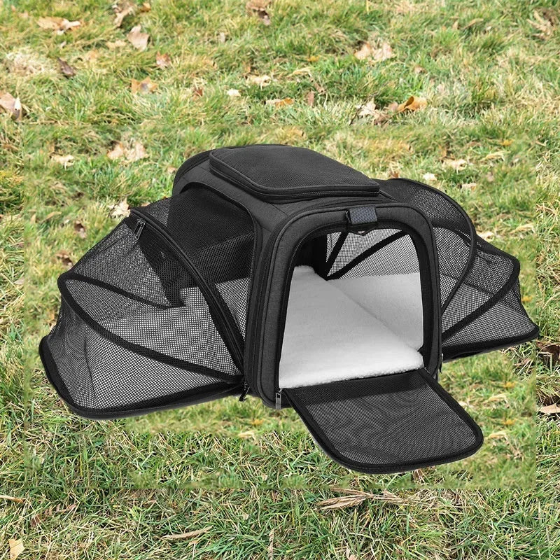 Large capacity cat bag in 600D cation fabric available in small and large sizes with four colour options
