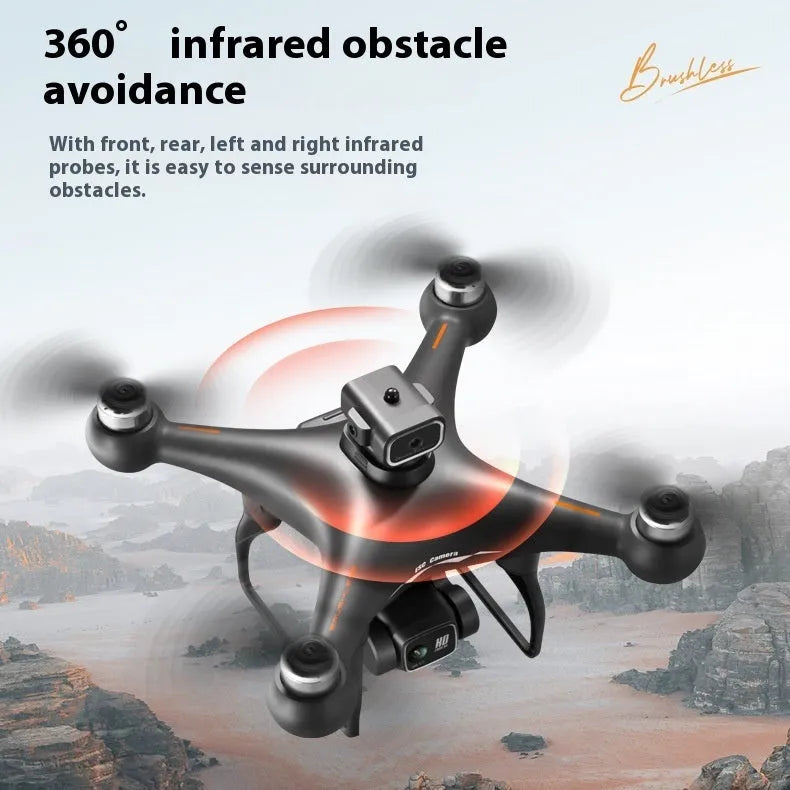 S116 black brushless UAV drone with four-side obstacle avoidance and dual HD cameras