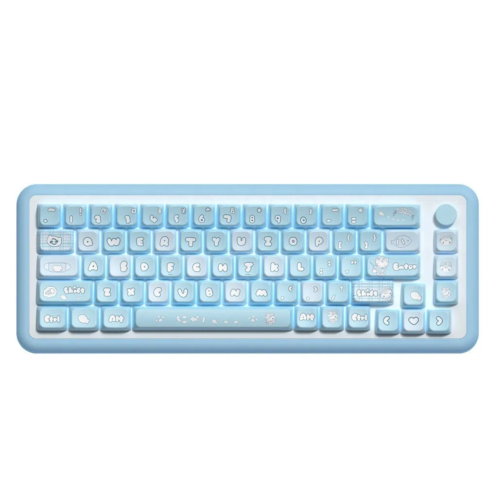 Watercolour cat design custom PBT keycap set for mechanical keyboards with 138 or 158 keys