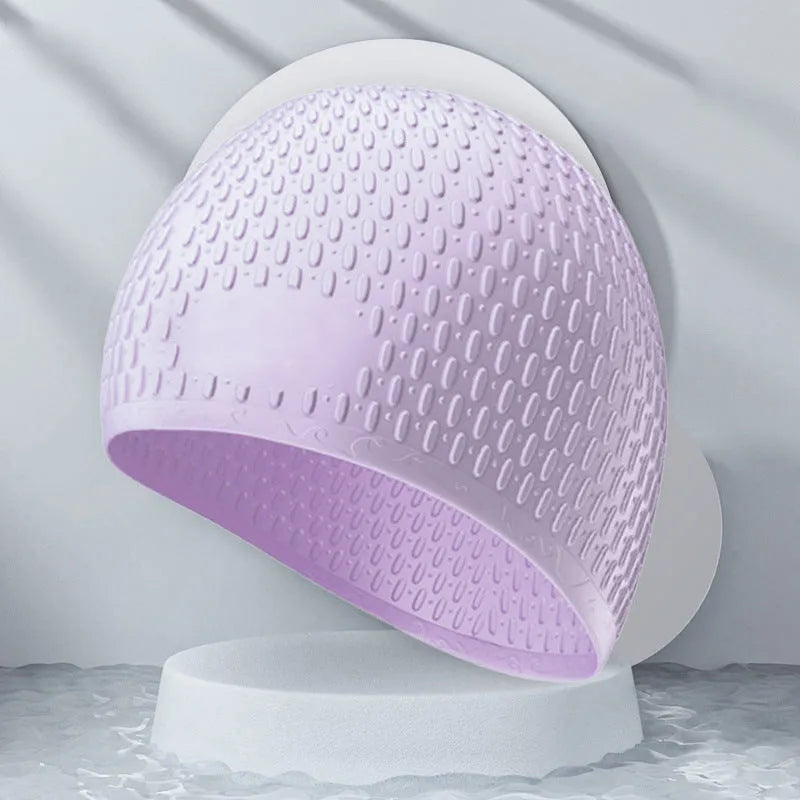 Silicone swimming cap for adult swimming in solid colours including Tiffany Blue and Cherry Blossom Pink