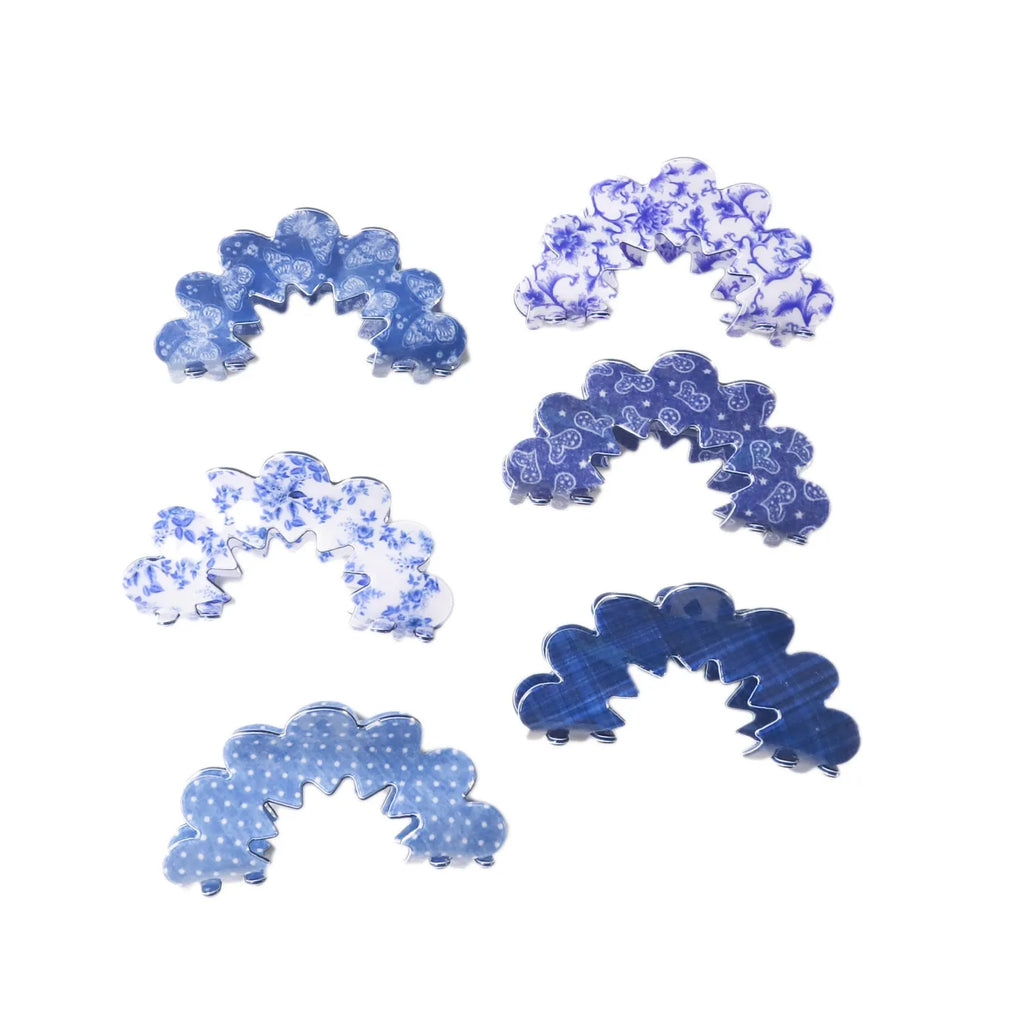 New Wave Grip Blue Series PVC barrette, asymmetric design for women, back head hair clip in natural style, multiple colour options