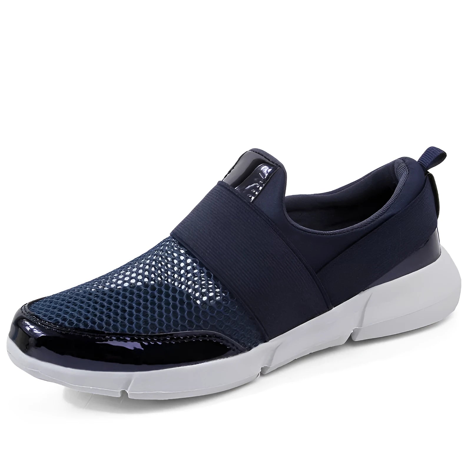 Women's low-top casual sneakers in blue with mesh material and a light-coloured sole.